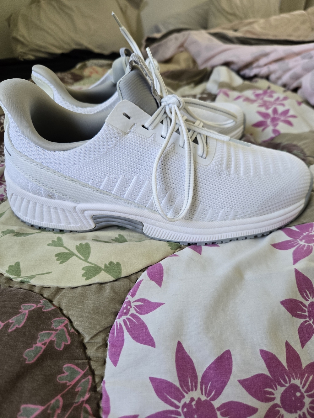 Orthofeet Women’s Kita Slip On White Knit Lace-Up Sneakers